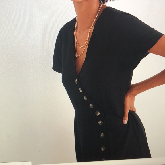 Madewell linen-blend button wrap midi dress - Picture 9 of 9